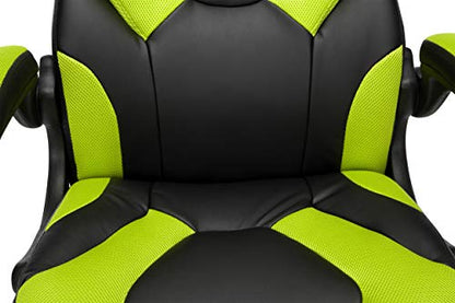 OFM Racing Style Bonded Leather Gaming Chair, in Green