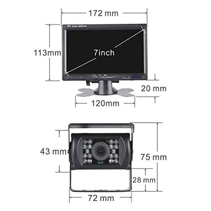 TOGUARD Backup Camera Kit, 7’’ LCD Rear View Monitor with IP67 Waterproof Night Vision Back up Rearview Reverse Cam for Trucks, RVs, Trailers, Bus, Harveste, Pickup, Motor Home, Van Large Vehicles