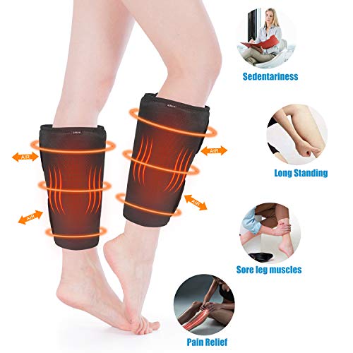 QUINEAR Leg Massager with Heat, 3 Intensitilies Air Compression Wraps Massage Calf Arm Helpful for Circulation and Swelling Relief - 3 Modes & 2 Heating Function