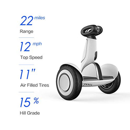 Segway Ninebot S-Plus Smart Self-Balancing Electric Scooter with Intelligent Lighting and Battery System, Remote Control and Auto-Following Mode, White