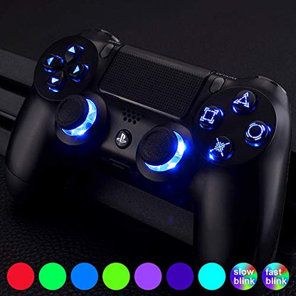 eXtremeRate Multi-Colors Luminated D-pad Thumbsticks Face Buttons (DTF) LED DIY Kit with Classical Symbols Buttons Set for PS4 Controller Universal - 7 Colors 9 Modes Touch Control