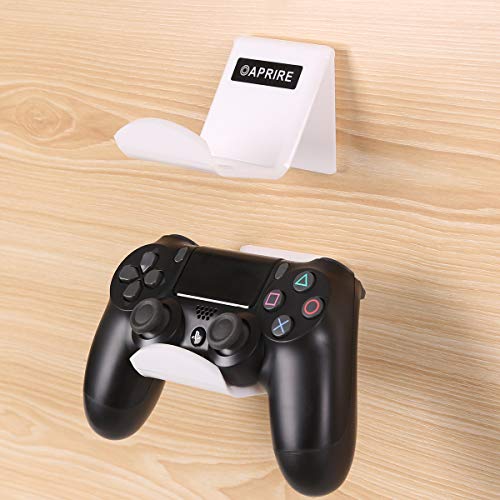 OAPRIRE Game Controller Holder Stand Wall Mount(2 Pack) for PS4 / Xbox One/Steam/Switch/PC Controller - Universal PS4 Xbox one Controller Accessories with Cable Clips - Stick on - White