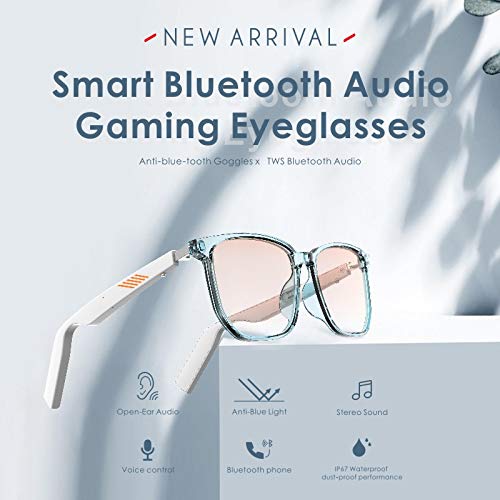 WGP Smart Audio Glasses Anti-Blue Light Open Ear Speaker with Bluetooth Connectivity for Gaming Meeting Traveling Driving