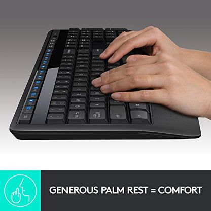 Logitech MK345 Wireless Combo Full-Sized Keyboard with Palm Rest and Comfortable Right-Handed Mouse - Black