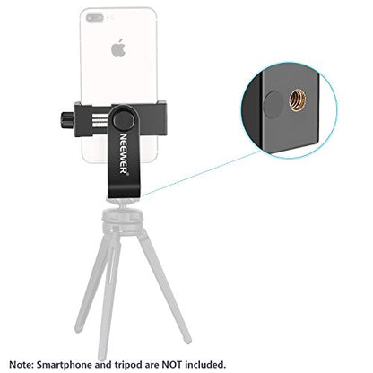 Neewer Cellphone Holder Clip Desktop Tripod Mount with Mini Ball Head Hot Shoe Adapter for 14-inch and 18-inch Ring Light and iPhone, Samsung, Huawei Smartphone Within 1.9-3.9 inches Width