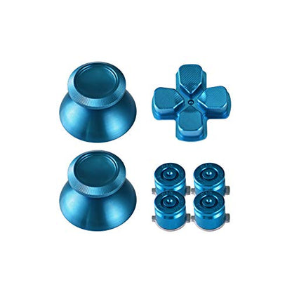 TOMSIN Metal Buttons for DualShock 4, Aluminum Metal Thumbsticks Analog Grip & Bullet Buttons & D-pad for PS4 Controller (Blue)