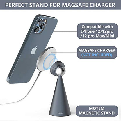 Magnetic Adjustable Stand for MagSafe Charger ,MOTEM Stand Holder Compatible with Apple MagSafe Charger(Dark Grey)