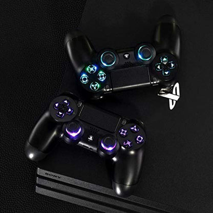 eXtremeRate Multi-Colors Luminated D-pad Thumbsticks Face Buttons (DTF) LED DIY Kit with Classical Symbols Buttons Set for PS4 Controller Universal - 7 Colors 9 Modes Touch Control