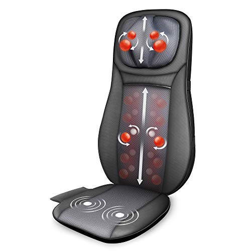 Snailax shiatsu Neck & Back Massager with Heat, Full Back Kneading Shiatsu or Rolling Massage, Massage Chair pad with Height Adjustment, Relieve Muscle Pain for Back Shoulder and Neck