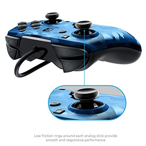 PDP Nintendo Switch Blue Camo Faceoff Wired Pro Controller, 500-119 - Nintendo Switch