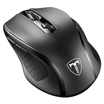 VicTsing MM057 2.4G Wireless Portable Mobile Mouse Optical Mice with USB Receiver, 5 Adjustable DPI Levels, 6 Buttons for Notebook, PC, Laptop, Computer, Macbook - Black