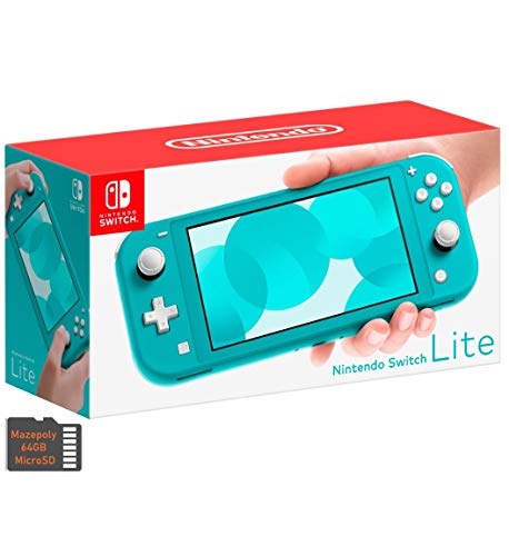 Newest Nintendo Switch Lite Game Console Bundle with 64GB Mazepoly Micro SD Card, 5.5" Touchscreen Display, Built-in Plus Control Pad, Turquoise