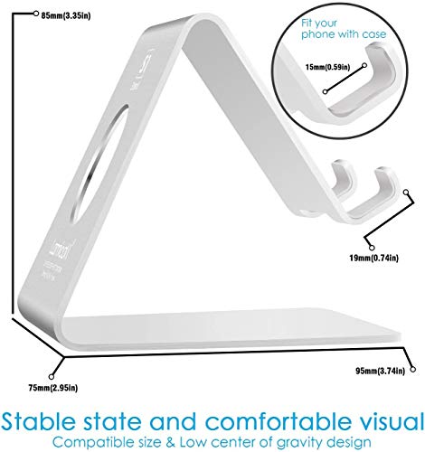 Cell Phone Stand, Lamicall Phone Stand : Cradle Dock Holder Compatible with All Android Smartphone Phone 12 Mini 11 Pro Xs Xs Max Xr X 8 7 6 6s Plus Charging, Universal Accessories Desk - Silver