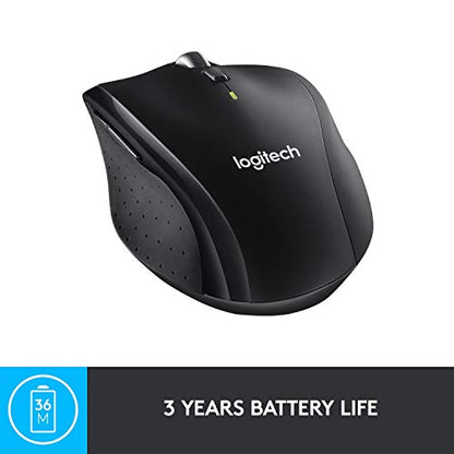 Logitech M705 Wireless Marathon Mouse for PC - Long 3 Year Battery Life, Ergonomic Shape with Hyper-Fast Scrolling and USB Unifying Receiver for Computer and Laptop - Black