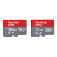 SanDisk 128GB and 32GB Ultra MicroSD UHS-I Memory Card with Adapter Bundle