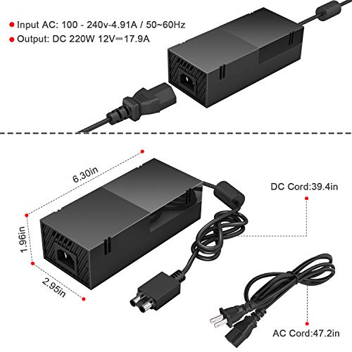 Upgraded Version Xbox One Power Supply Brick Cord, WEGWANG Quiet Ac Adapter Power Supply for Xbox One, Great Charging Accessory Kit with Cable for Xbox One Power Supply - A Must-Have for Xbox One