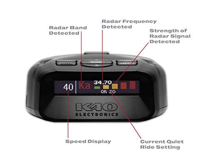 K40 Electronics Platinum100 Portable Radar Laser Detector and Wireless Remote Control Bundle | GPS | Long Range Detection | OLED | Advanced Filtering