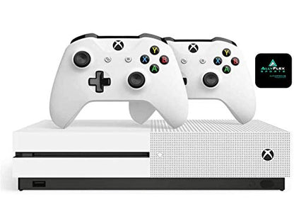 Microsoft Classic Original Xbox One S 1TB HDD with 4K Blu-ray DVD Reader, Two Wireless Controllers White Included,1-Month Game Pass Trial, 14-Day Xbox Live Gold + AllyFlex Sports Cup Mat