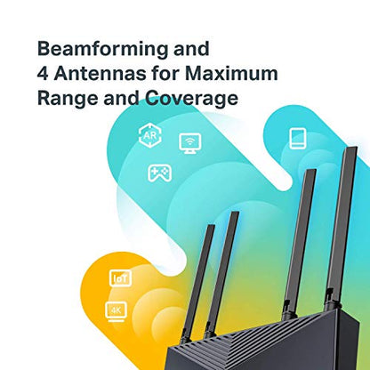 TP-Link Wifi 6 AX1500 Smart WiFi Router (Archer AX10) – 802.11ax Router, 4 Gigabit LAN Ports, Dual Band AX Router,Beamforming,OFDMA, MU-MIMO, Parental Controls, Works with Alexa