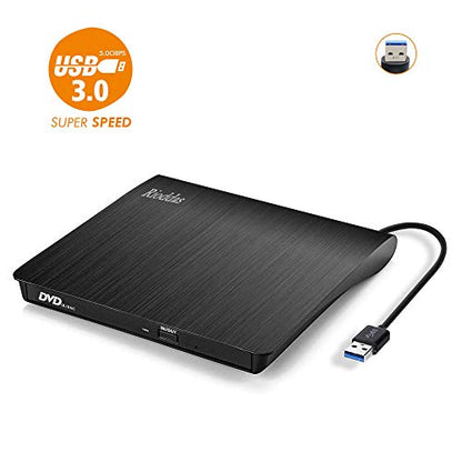 External CD Drive USB 3.0 Portable CD DVD +/-RW Drive DVD/CD ROM Rewriter Burner Writer Compatible with Laptop Desktop PC Windows Mac Pro MacBook