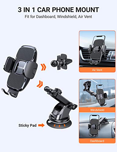 TORRAS [Ultra-Durable] Cell Phone Holder for Car, Universal Car Phone Mount Dashboard Windshield Vent Compatible with iPhone 12 11 Pro Max XS X XR 8 SE, Samsung Galaxy S20+Ultra S10 Note 10 Plus &All