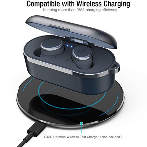 TOZO T10 Bluetooth 5.0 Wireless Earbuds with Wireless Charging Case IPX8 Waterproof TWS Stereo Headphones in Ear Built in Mic Headset Premium Sound with Deep Bass for Sport Blue