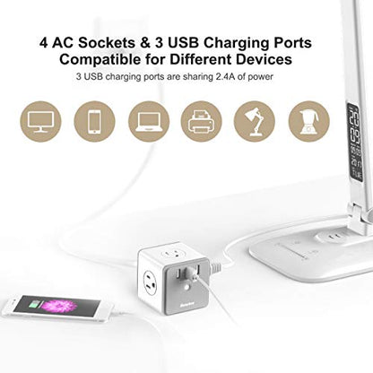 Huntkey 4 Outlets Surge Protector, 3 USB Ports 5V/2.4A, 5-Foot Heavy Duty Extension Cord, SMC407