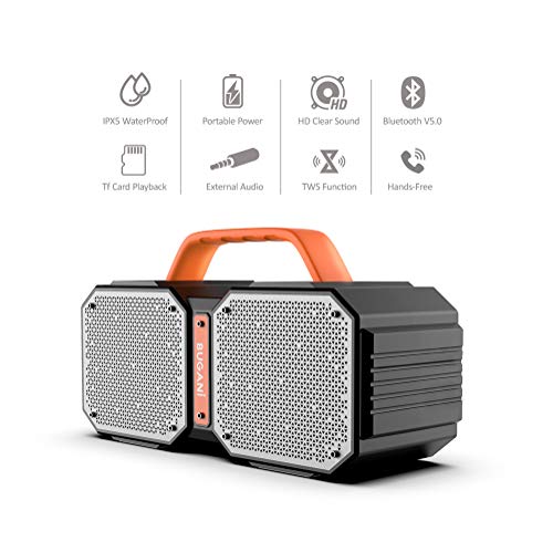 BUGANI Bluetooth Speaker, M83 40W Bluetooth 5.0 Waterproof Wireless Portable Outdoor Speaker, Wireless Stereo Pairing, Rich Bass, 2400 Minutes Playtime, Power Bank, Suitable for Party, Camping, Gym