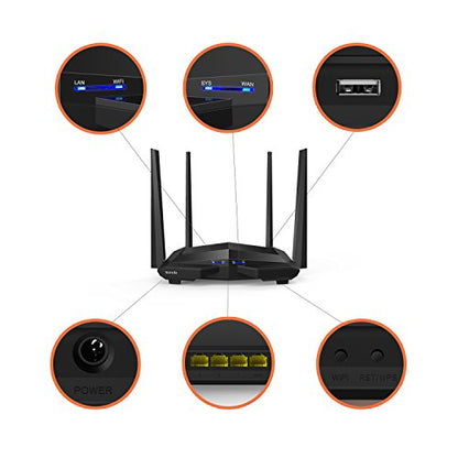 Tenda AC10U Smart Gigabit Wi-Fi Router AC1200 Dual Band w/Parental Control + MU-MIMO + Smart WiFi App Management + USB Port