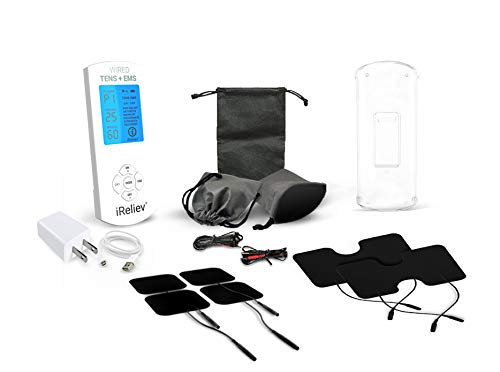 TENS Unit + EMS Muscle Stimulator by iReliev: Comes with 14 Therapy Modes, Premium Pain Relief and Recovery System, Rechargeable, Large Back Lit Display, Large and Small Electrode Pads
