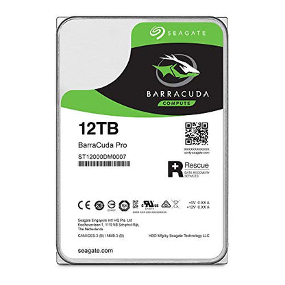 Seagate BarraCuda Pro 12TB Internal Hard Drive Performance HDD – 3.5 Inch SATA 6 Gb/s 7200 RPM 256MB Cache for Computer Desktop PC Laptop, Data Recovery – Frustration Free Packaging (ST12000DM0007)