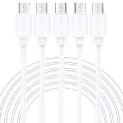 Micro USB Cable (5-Pack, 6FT) Android Charger, SMALLElectric Micro USB Charger Cable Long Android Phone Charger Cord for Galaxy S7 S6 Edge J7 S5,Note 5 4,LG G4 K40 K20,MP3,Kindle,MP3,Tablet.White