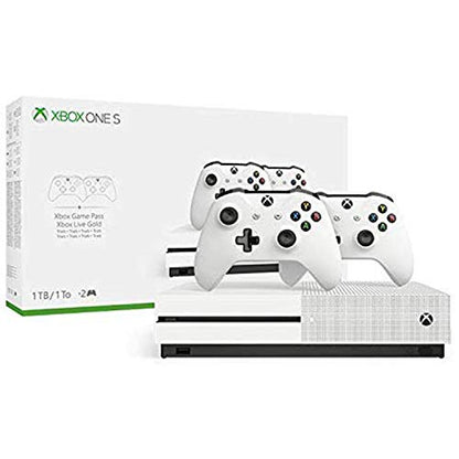 Xbox One S Two Controller Bundle (1TB) Includes Xbox One S, Extra Wireless Controller, 3-Month Game Pass Trial, 14-day Xbox Live Gold Trial