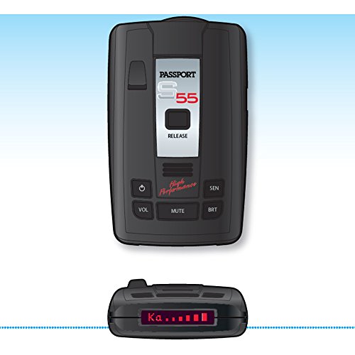 Escort Passport S55 Radar Detector – Extended Long Range, Escort Live App, AutoMute, AutoSensitivity, Audible Alerts, Adjustable LED Display, Signal Strength Meter, Black