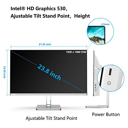 Preedip 23.8-inch 1920x1080 FHD All in One Desktop Computer with Intel i5-6400 & Pre-Installed Windows 10,8GB DDR3 256GB ROM AIO PC Support Bluetooth 4.2 and 2.4G/5.0G Dual Band WiFi