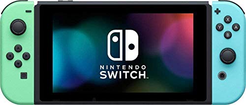 Newest Nintendo Switch with Neon Blue and Neon Red Joy-Con, Animal Crossing: New Horizons Edition 6.2" Touchscreen Display- Family Christmas Holiday Gaming Bundle w/CUE Accessories
