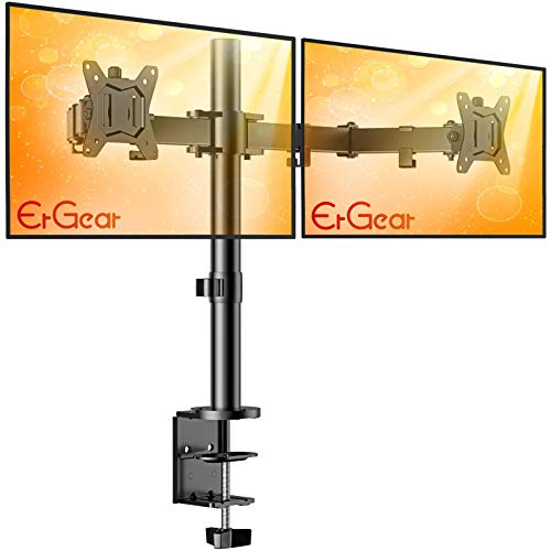ErGear 17-32" Dual Monitor Stand Mount, Heavy-Duty Fully Adjustable Desk Clamp Arms for Computer Screens, Loads up to 17.6lbs per arm w/Swivel and Tilt, 75/100mm VESA, Black - EGCM1