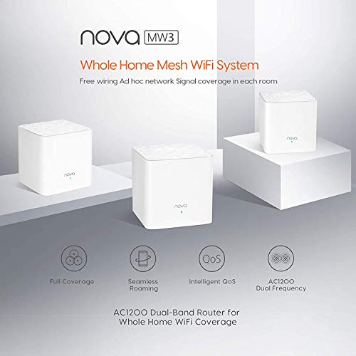 Tenda Whole Home Mesh WiFi System - Dual Band AC1200 Router Replacement for SmartHome,Works with Amazon Alexa for 3500 sq.ft 5+ Room Coverage (MW3 3PK)