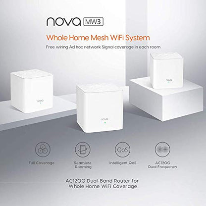 Tenda Whole Home Mesh WiFi System - Dual Band AC1200 Router Replacement for SmartHome,Works with Amazon Alexa for 3500 sq.ft 5+ Room Coverage (MW3 3PK)