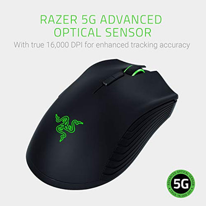 Razer Mamba Wireless Gaming Mouse: 16,000 DPI Optical Sensor - Chroma RGB Lighting - 7 Programmable Buttons - Mechanical Switches - Up to 50 Hr Battery Life