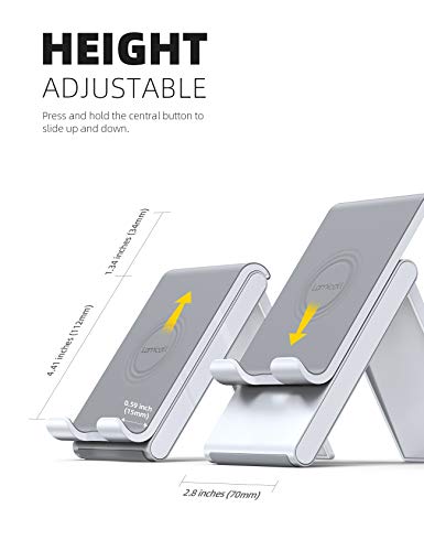 Lamicall Adjustable Cell Phone Stand - Foldable Portable Holder Cradle for Desk, Desktop Charging Dock Compatible with Phone 12 Mini 11 Pro XS Max XR X 8 7 6S Plus Galaxy S10 S9 S8 Smartphones Gray
