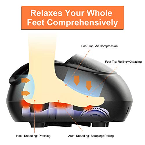 Renpho Foot Massager Machine with Heat, Shiatsu Deep Kneading, Multi-Level  Settings, Delivers Relief for Tired Muscles and Plantar Fasciitis, Fits Feet  Up to Men Size 12 