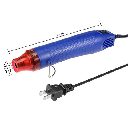 uxcell Mini Heat Gun 300W 110V Portable Hot Air Gun for Small Projects - Electronics, Crafts, Beading, Melting, Embossing, Removing Blue Shell Red Mouth