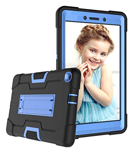 Galaxy Tab A 8.0 Case 2019, Bingcok Heavy Duty Rugged Full-Body Hybrid Shockproof Drop Protection Cover with Kickstand for Samsung Galaxy Tab A 8.0 2019 Model SM-T290 /SM- T295 (1-Black +Blue)