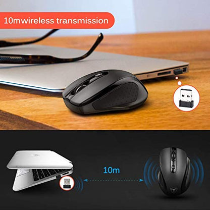 VicTsing MM057 2.4G Wireless Portable Mobile Mouse Optical Mice with USB Receiver, 5 Adjustable DPI Levels, 6 Buttons for Notebook, PC, Laptop, Computer, Macbook - Black