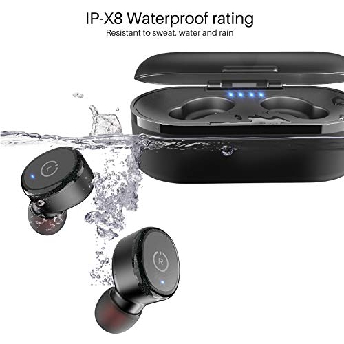 TOZO T10 Bluetooth 5.0 Wireless Earbuds with Wireless Charging Case IPX8 Waterproof TWS Stereo Headphones in Ear Built in Mic Headset Premium Sound with Deep Bass for Sport Black