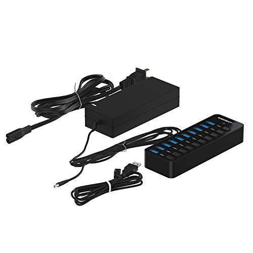 Sabrent 10-Port 60W USB 3.0 Hub with Individual Power Switches and LEDs Includes 60W 12V/5A Power Adapter (HB-BU10)