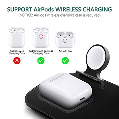 Wireless Charger, 3 in 1 Wireless Charging Pad with Magnetic Charger for Apple Watch 5/4/3/2/1, Fast Charging Station Compatible with iPhone 11/XR/XS/X/8P/8/SE 2020, Samsung S20/Note 10/S9, AirPods