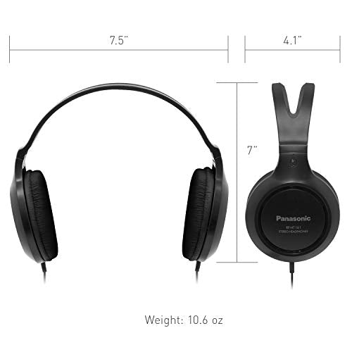 Panasonic Full-Sized, Lightweight Long-Cord Headphones – RP-HT161-K (Black)