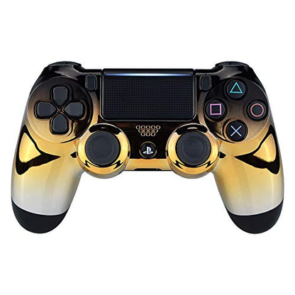 eXtremeRate Tri-Color Gradients Faceplate Cover, Chrome Black Gold Silver Front Housing Shell Case for Playstation 4 PS4 Slim PS4 Pro Controller (CUH-ZCT2 JDM-040/050/055) - Controller NOT Included